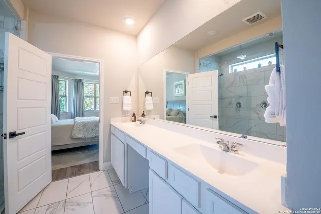 a bathroom with a shower