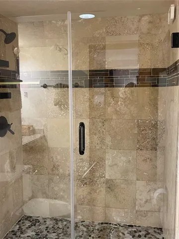 a bathroom with a shower