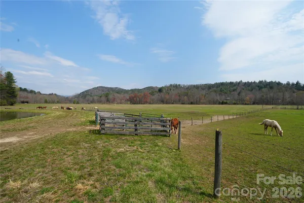 a view of a lake with houses in the back