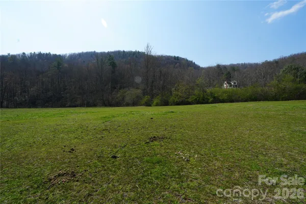 a view of grassy field with mountain