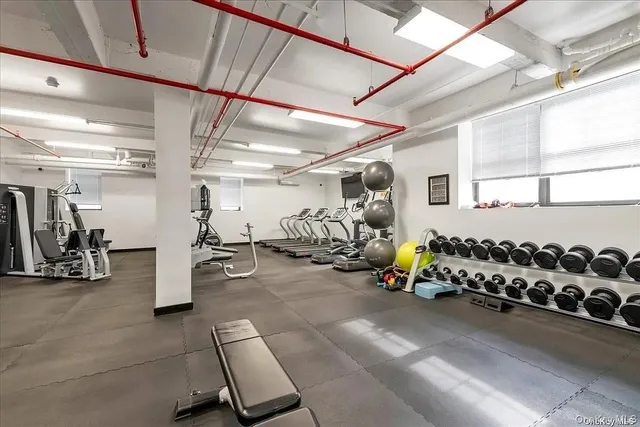 a view of a room with gym equipment