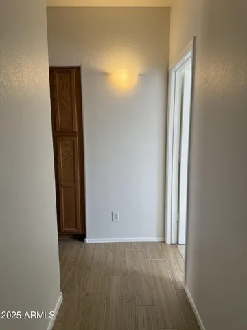 an empty room with closet