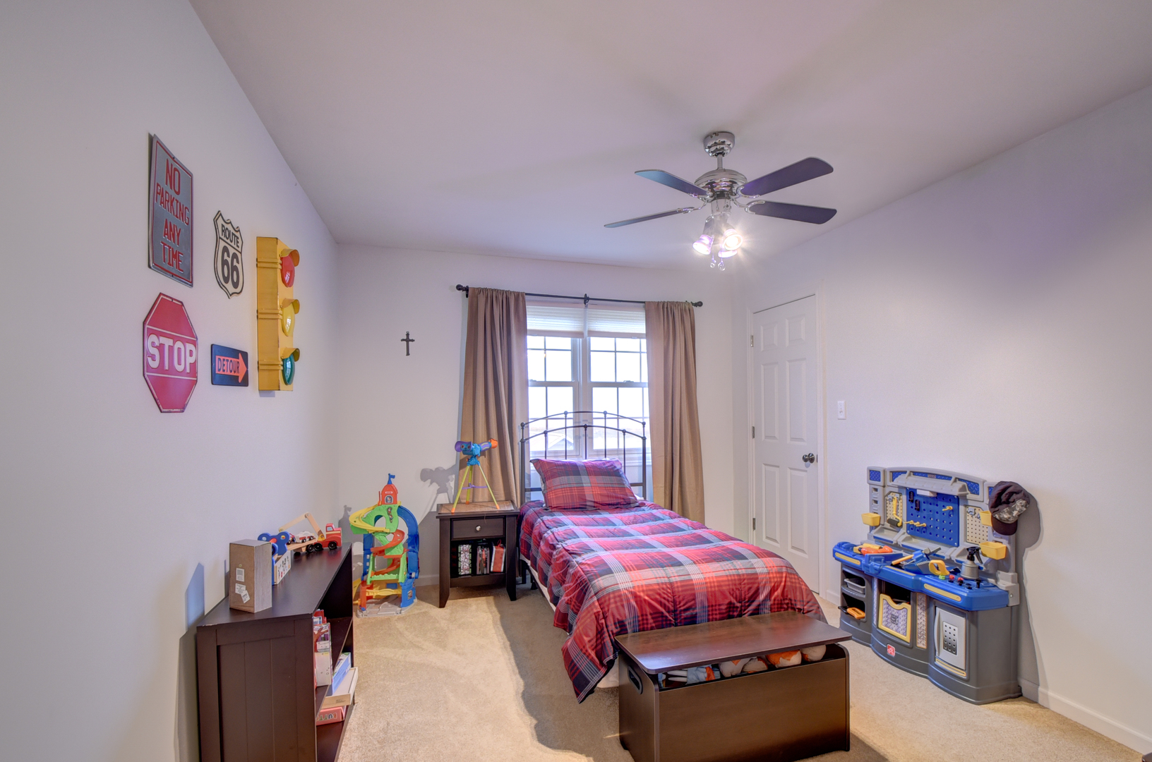 16045 Stateline Road Cedar Lake, IN 46303 - Photo 31 of 36 a spacious bedroom with a bed and a chandelier