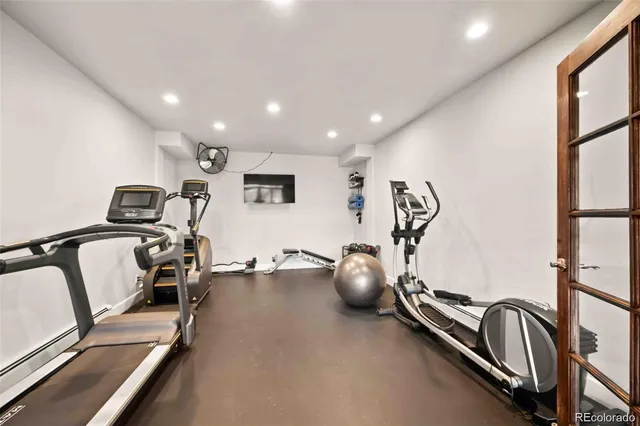 a view of a room with gym equipment