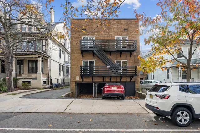 a car parked in front of a building