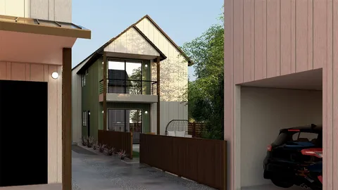 a view of a house with backyard and porch