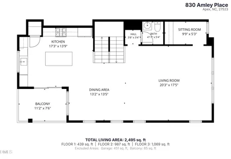 $525,000 | 830 Amley Place, Apex, NC 27523