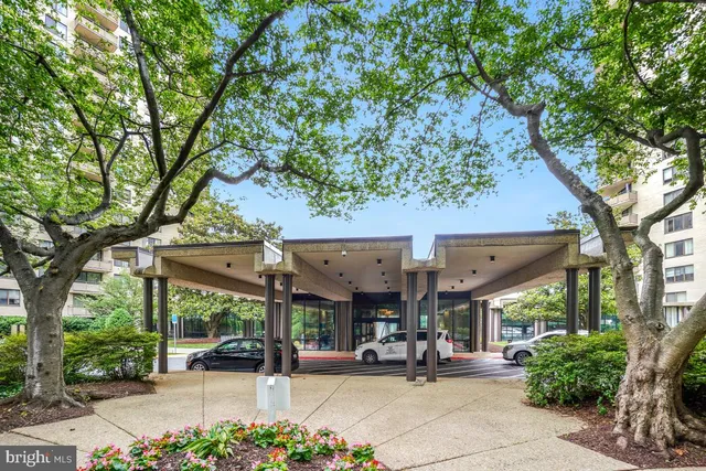 a view of a building with a patio