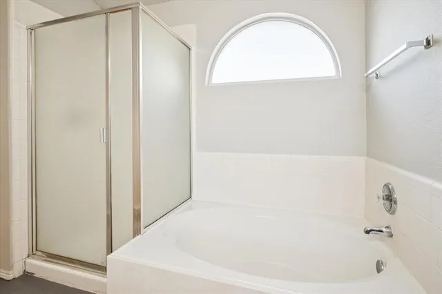 a bathroom with a bathtub