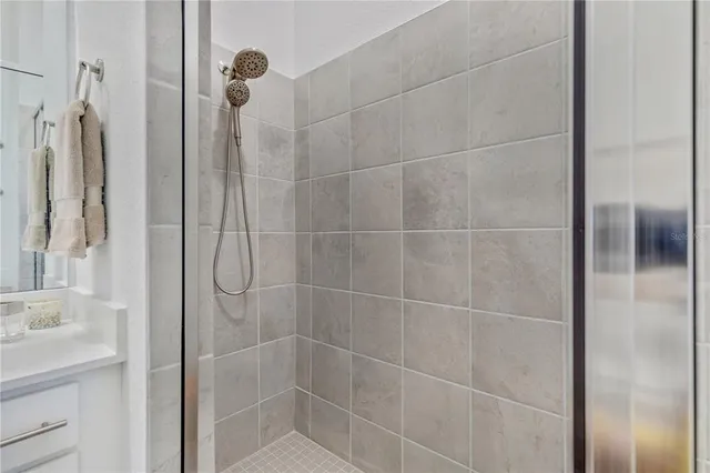 a view of a building with a large pool