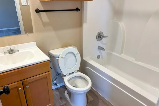 a bathroom with a toilet a sink and a bathtub