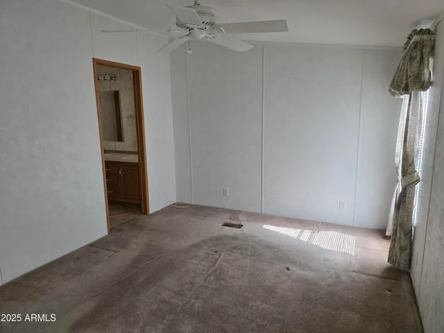 an empty room with a door