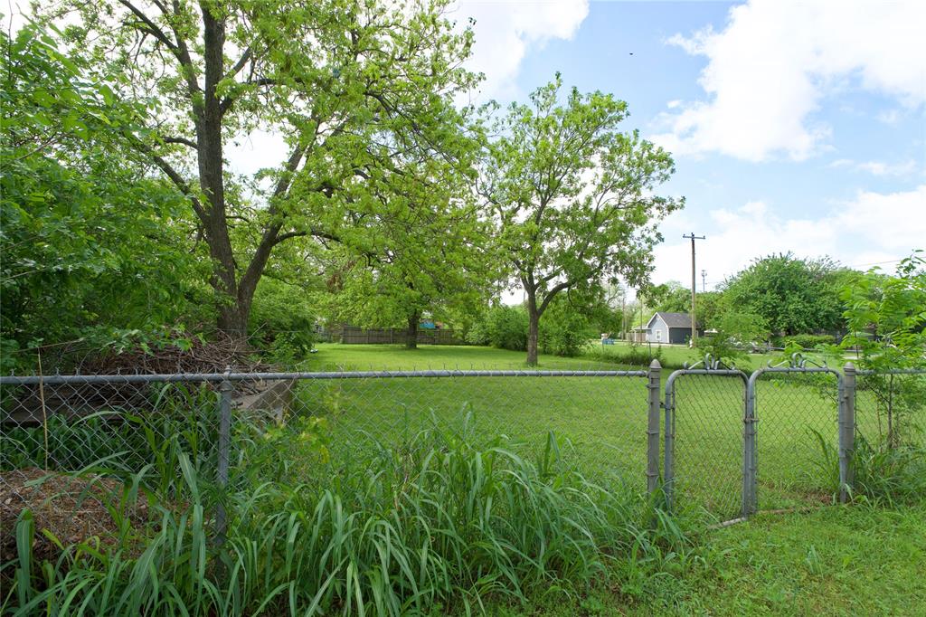 714 Potter Street Gainesville, TX 76240 - Photo 9 of 12 Expansive grassy yard with mature trees and a chain-link fence