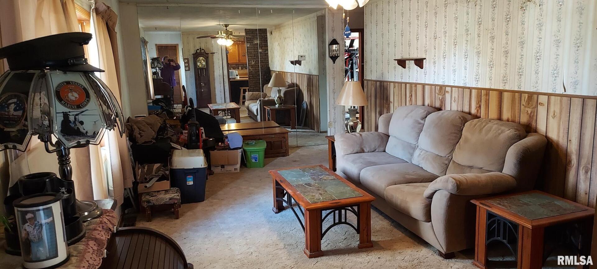 862 270th Street Viola, IL 61486 - Photo 13 of 17 a living room with furniture a lamp and a fireplace