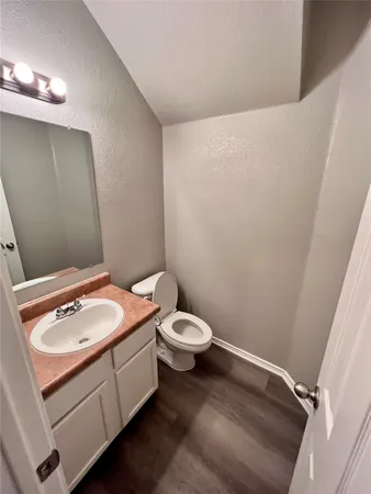 a bathroom with a sink toilet and vanity