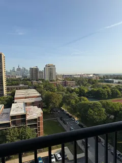a view of a city from a balcony