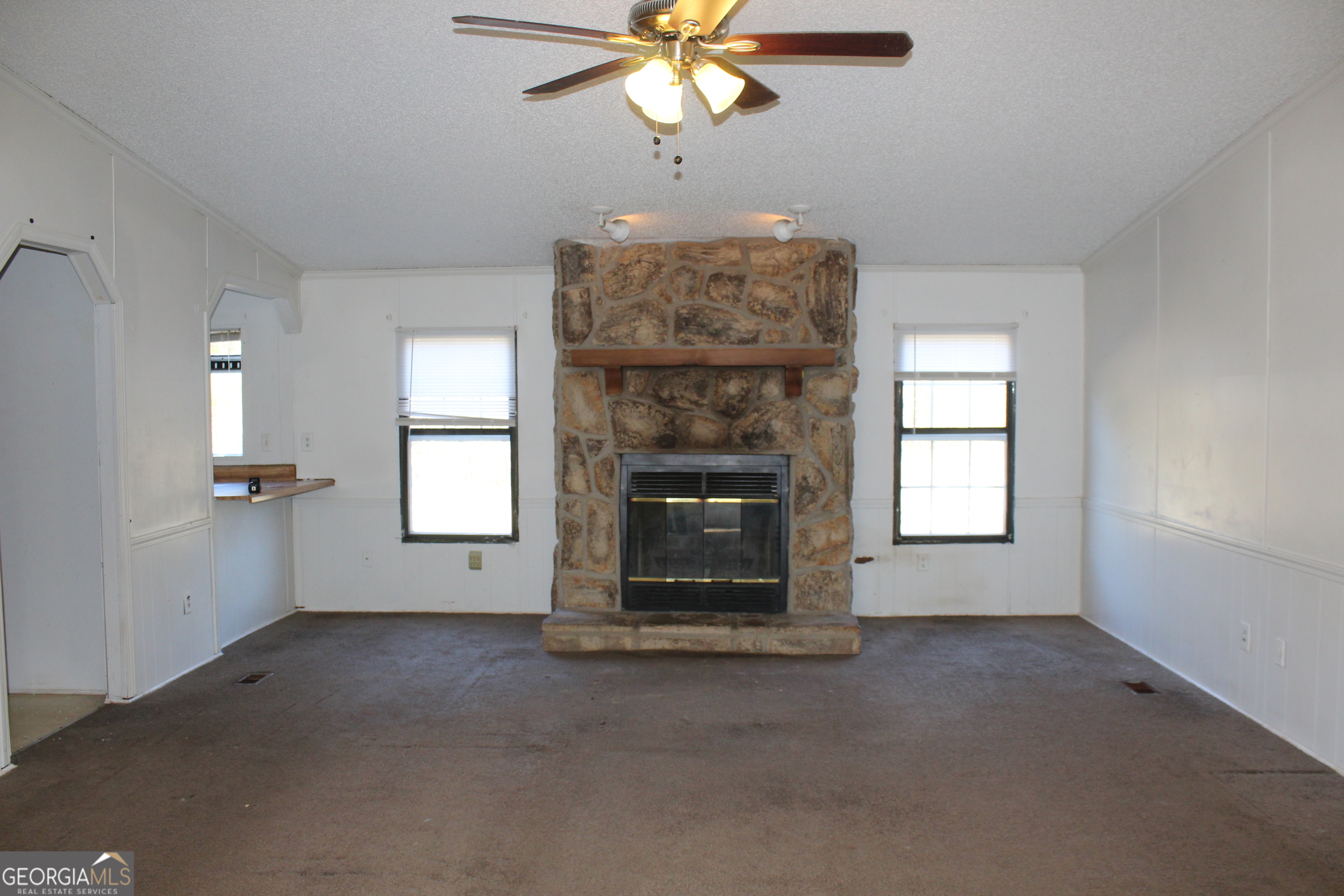 1691 A Rover Zetella Road Williamson, GA 30292 - Photo 11 of 24 an empty room with windows and fireplace