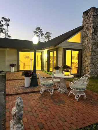 a living room with a large window