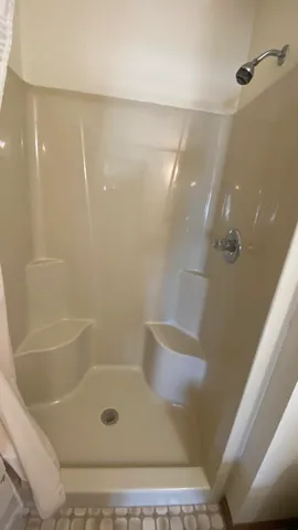 a bathroom with a bathtub