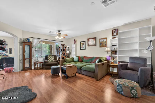 a living room with furniture