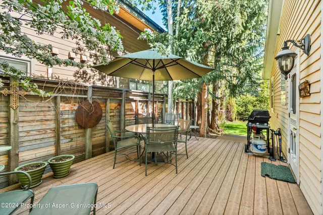 an outdoor space with furniture