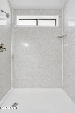 a bathroom with a bathtub