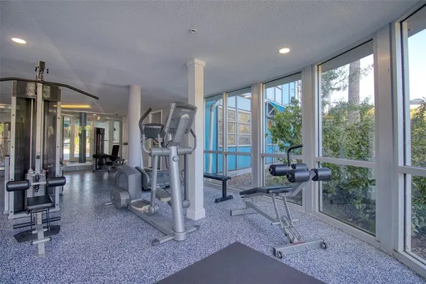 a view of a room with gym equipment
