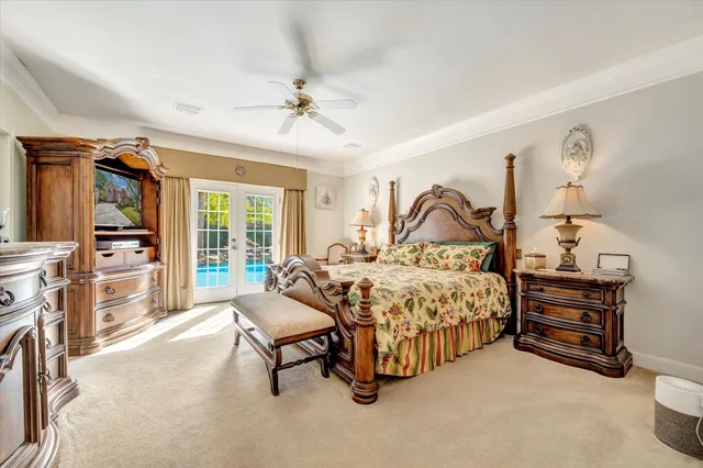 a bedroom with a bed and a cabinets