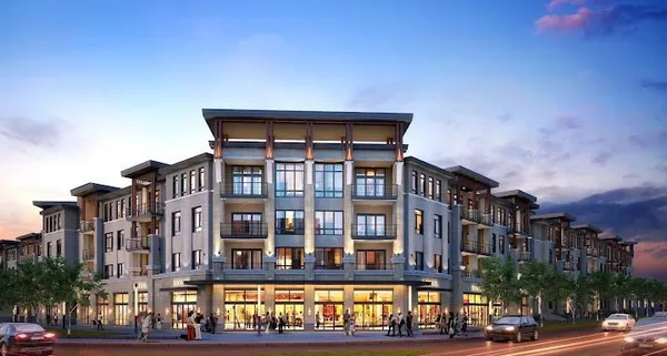 a front view of a building with street view