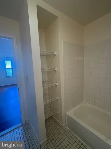 a bathroom with a bathtub