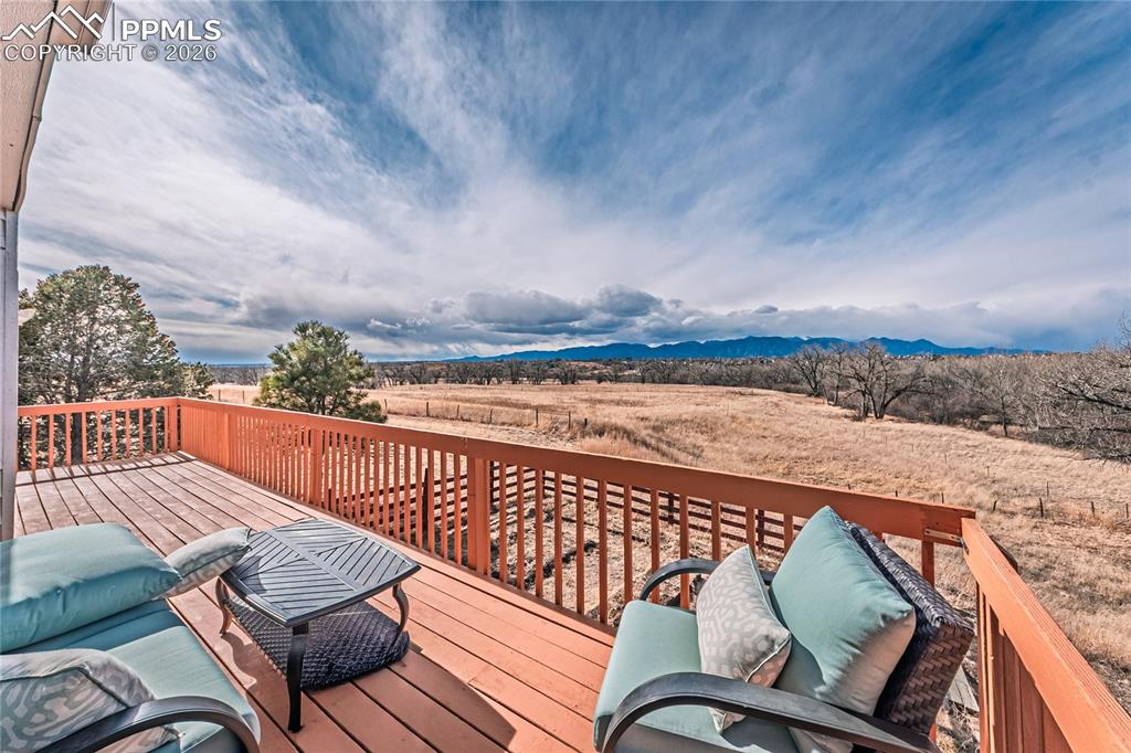 9110 Link Road Fountain, CO 80817 - Photo 39 of 47 a view of a balcony with wooden floor and outdoor seating
