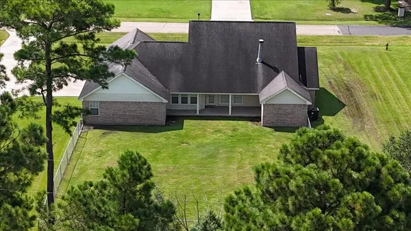 an aerial view of a house