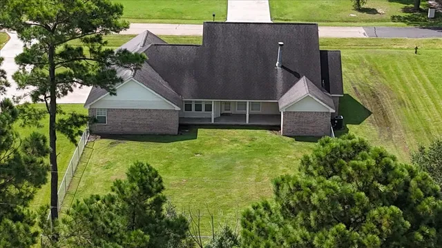 an aerial view of a house