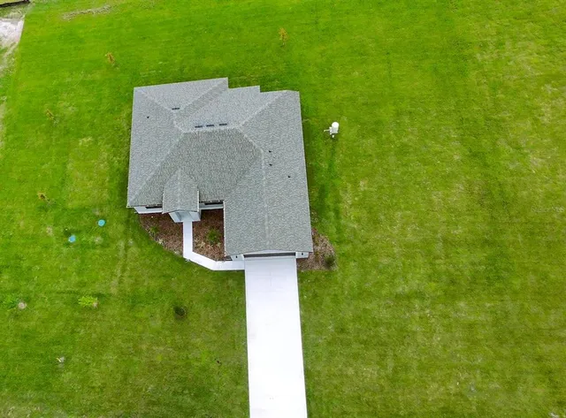 an aerial view of a house