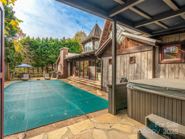 a view of a house with a mountain