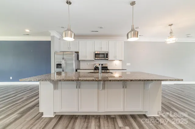 a kitchen with stainless steel appliances granite countertop a stove and a sink