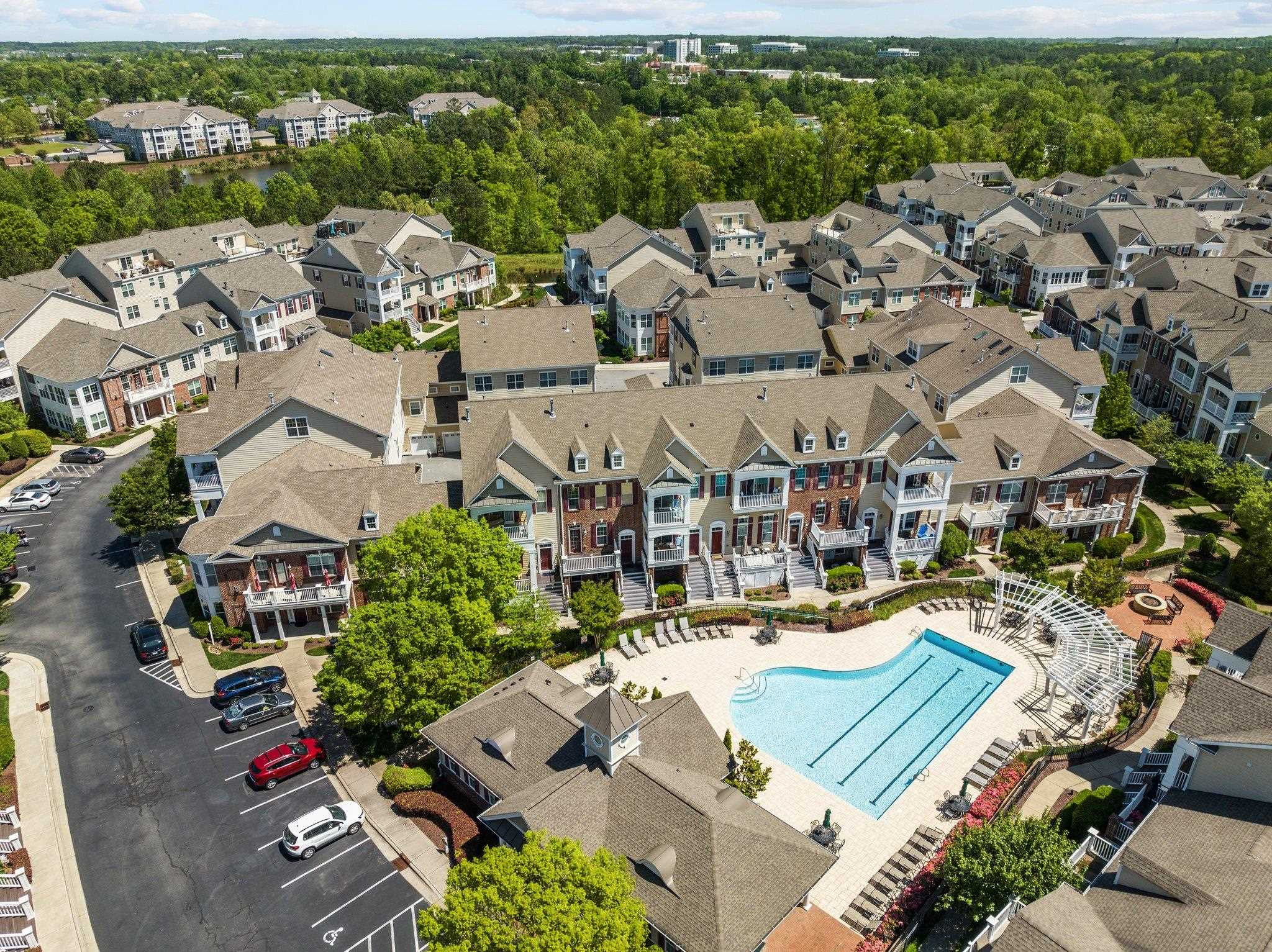 10321 Sablewood Drive, Unit 109 Raleigh, NC 27617 - Photo 41 of 47 an aerial view of residential houses with outdoor space
