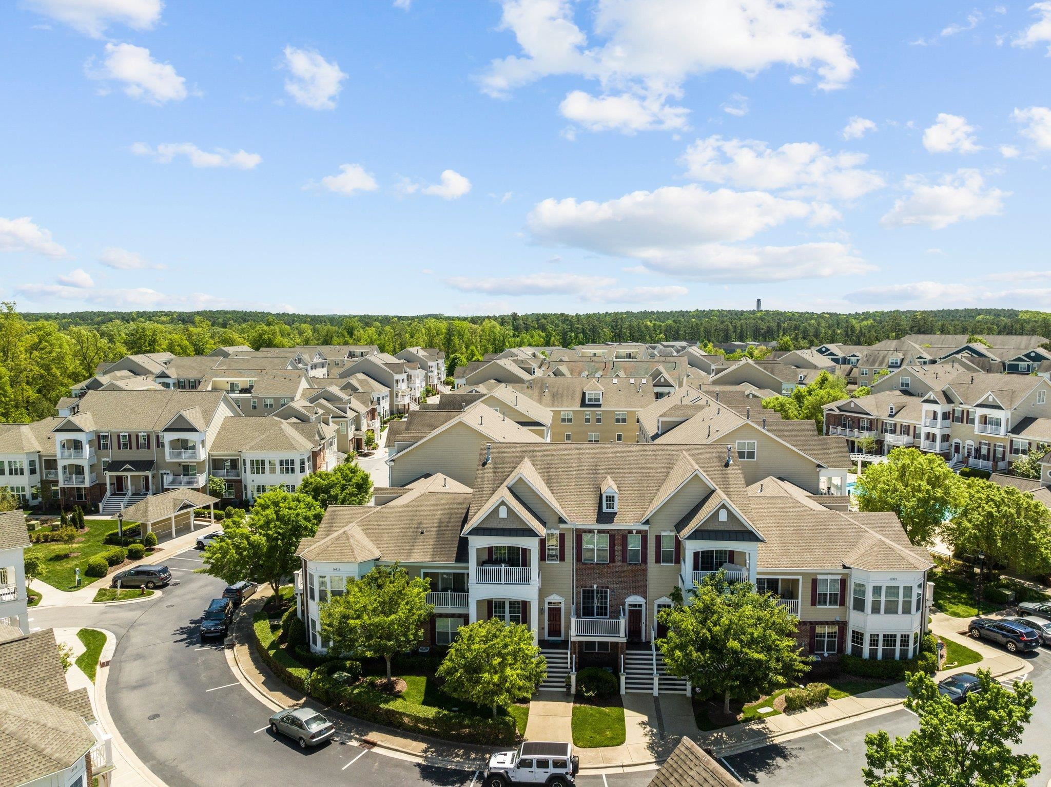 10321 Sablewood Drive, Unit 109 Raleigh, NC 27617 - Photo 43 of 47 an aerial view of residential houses with outdoor space