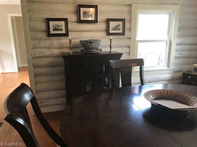 Full Dining room.  Notice the white washed interior logs.