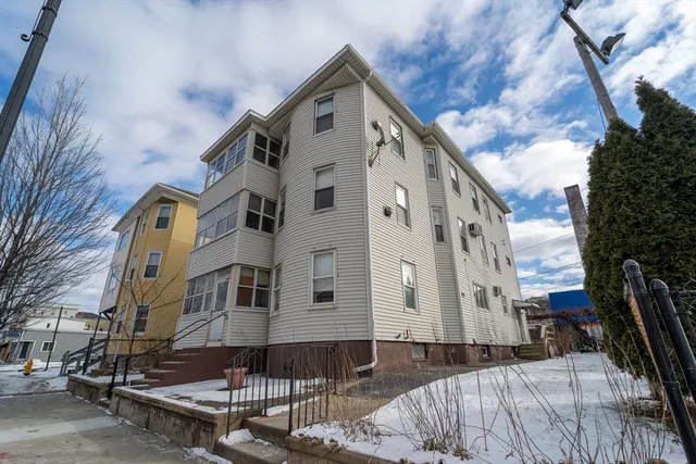a view of a large white building