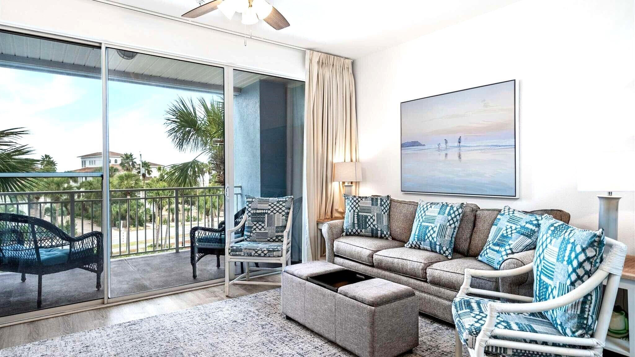 145 Spires Lane, Unit 306 Santa Rosa Beach, FL 32459 - Photo 3 of 35 a living room with furniture and a large window