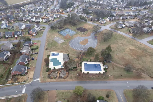 an aerial view of a house