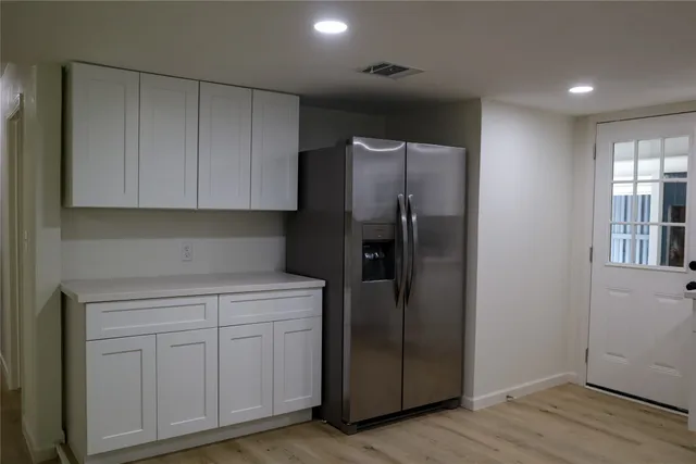 a view of a small space with a window