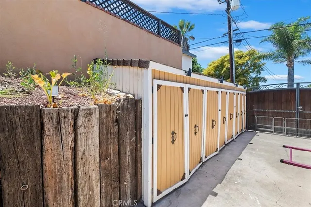 an aerial view of a house with outdoor space