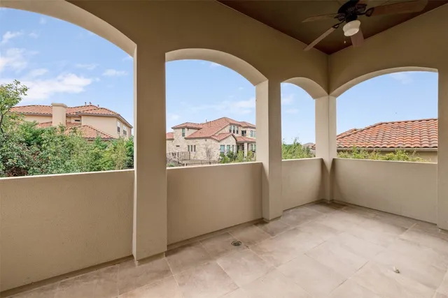 a view of a large window with a view of balcony