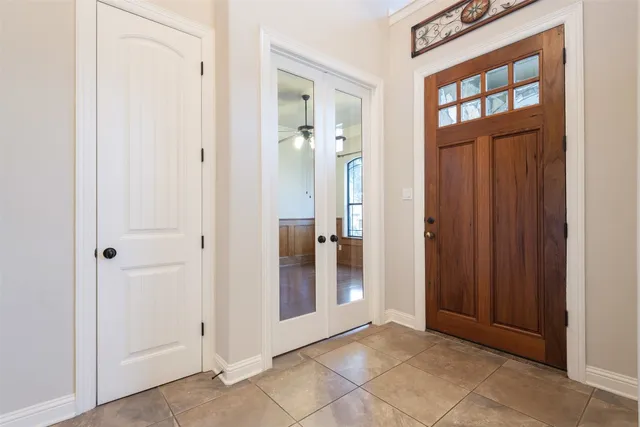 a view of a bathroom from the hallway