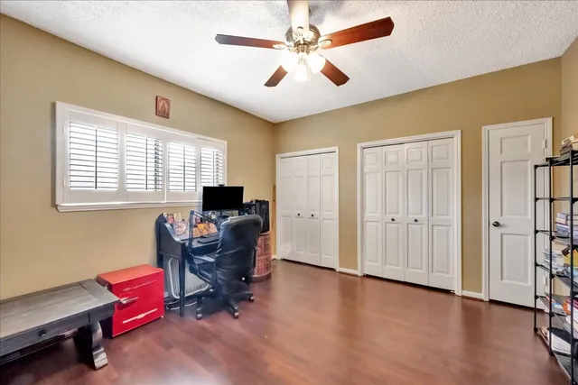 a workspace with wooden floor and a workspace