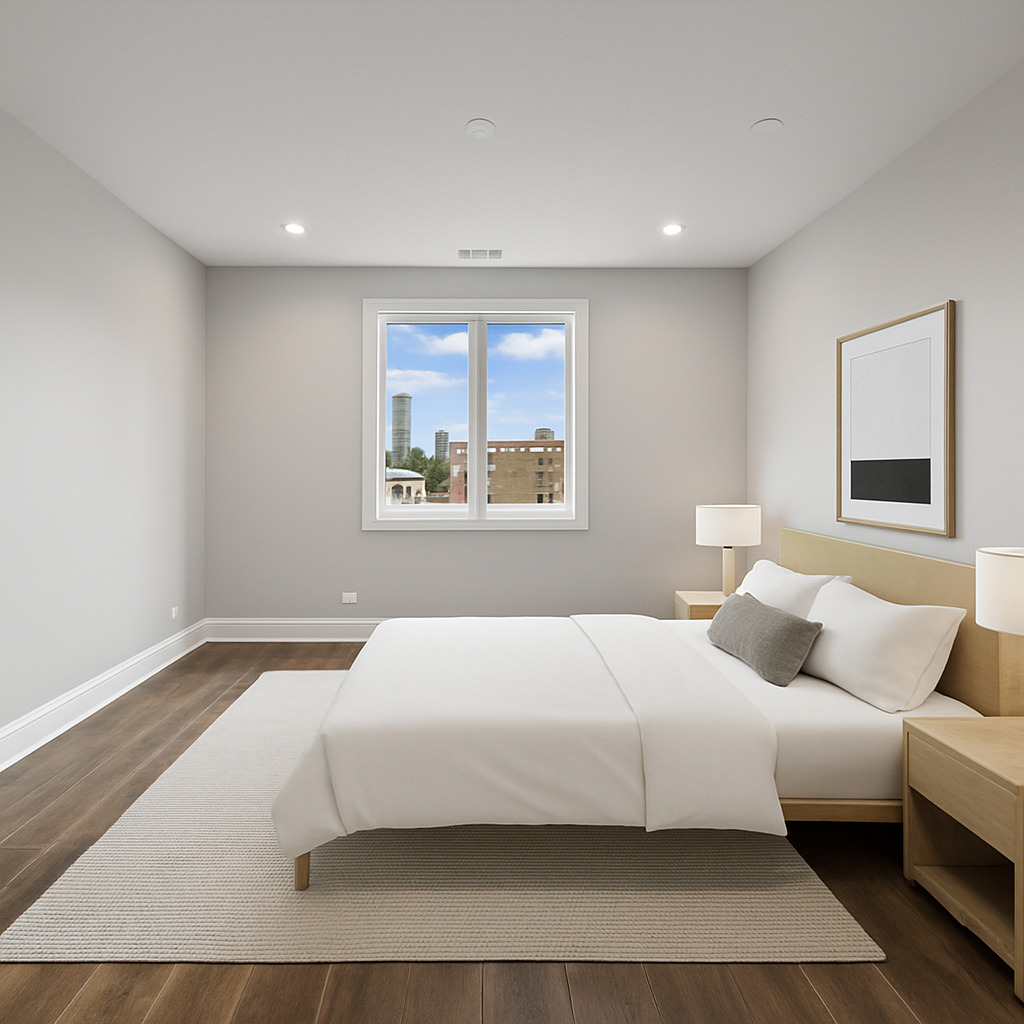 1036 Lake Street, Unit 3N Oak Park, IL 60301 - Photo 13 of 24 a bedroom with a large bed and a couch