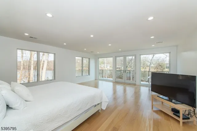 a view of lake with a swing