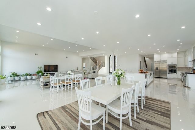 a view of a dining area with furniture